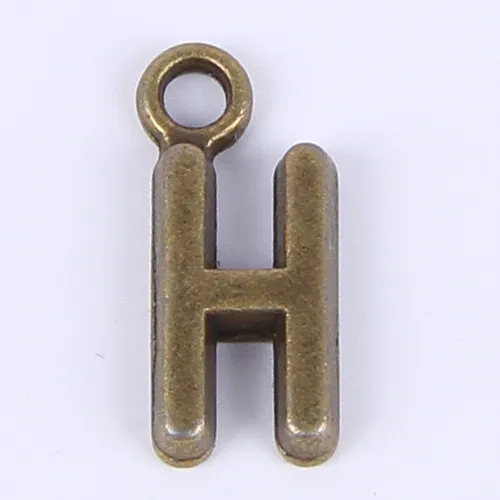 Nouvelle mode antique argent cuivre plaqué alliage de métal vente A-Z Alphabet lettre H charmes flottants 1000 pièces #08x271P
