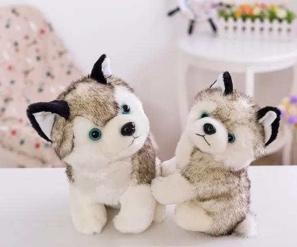 wholesale husky plush toy super cute animal small dog gray husky stuffed toys 18cm 7