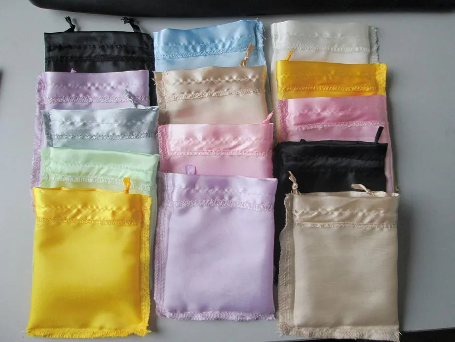 Jewelry pouches silk drawstring small pouch stain chocolate bags candy Christmas gift packing whole2515