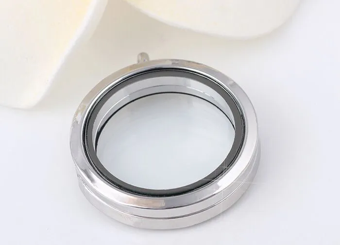 30MM Plain Round Magnetic Glass Living Floating Locket Pendant Fit For Chain Necklace Whole276z