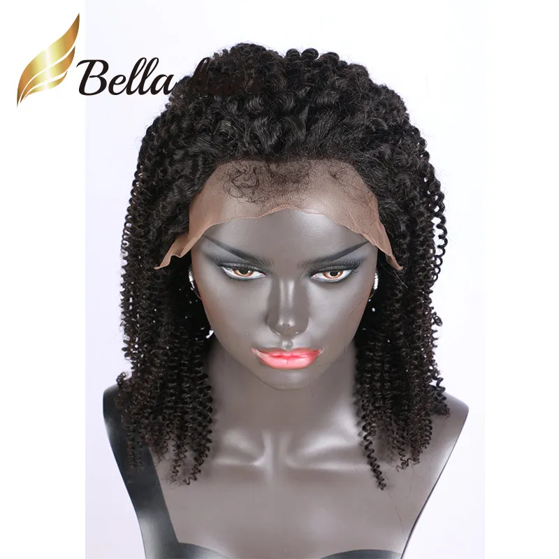 Peluca de encaje de pelo humano 100% indio afro kinky curl pelucas delanteras completas bellahair