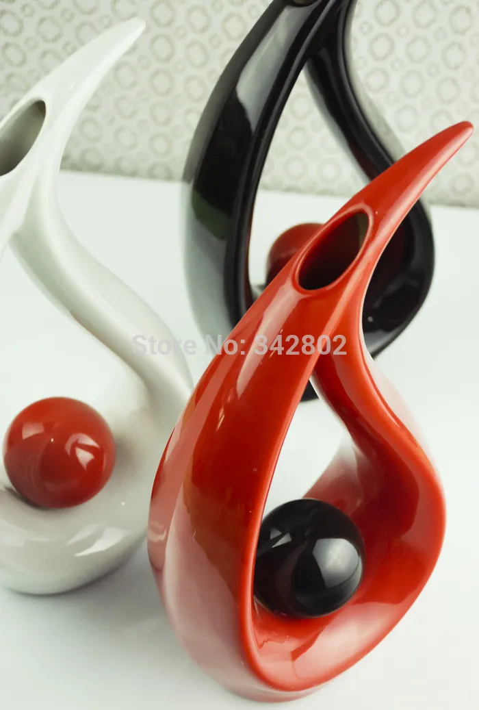 Moderne Wasserform Keramikvase für Wohnkultur Tabletop Vase Rot schwarz weiße Farben Choice263K