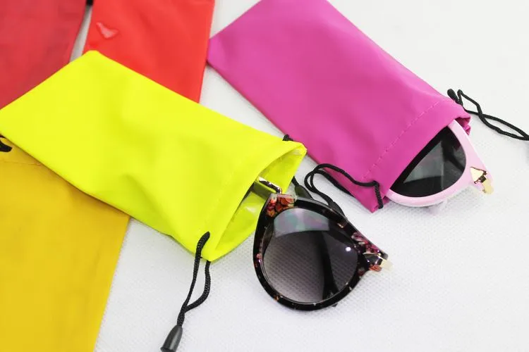 Nueva llegada entera 500 unids / lote bolsa impermeable para teléfono móvil bolsa de gafas de sol bolsa suave para anteojos estuche para gafas muchos colores 250e