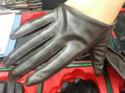 Arbeiten Sie fünf Finger-Leder-Wildleder-Handschuhe halbe Handschuhe halbe Palmen-Handschuhe / # 1503 um
