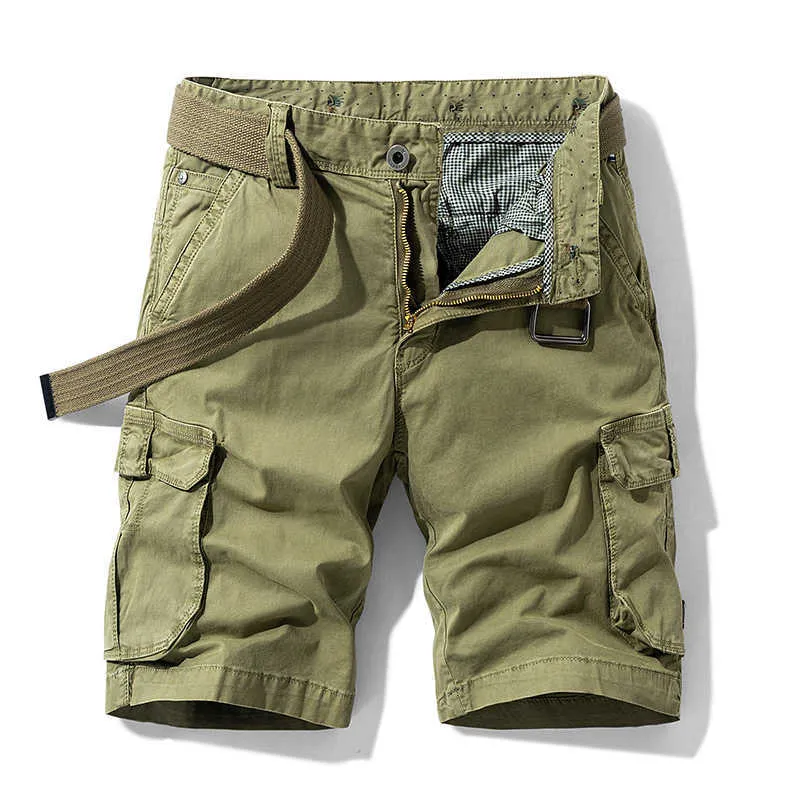 Cargo Shorts Men Spring Summer Breeches Cotton Bermuda Solid Denim Casual Multi-Pocket Pants Clothing Mens Cargo Short X0705