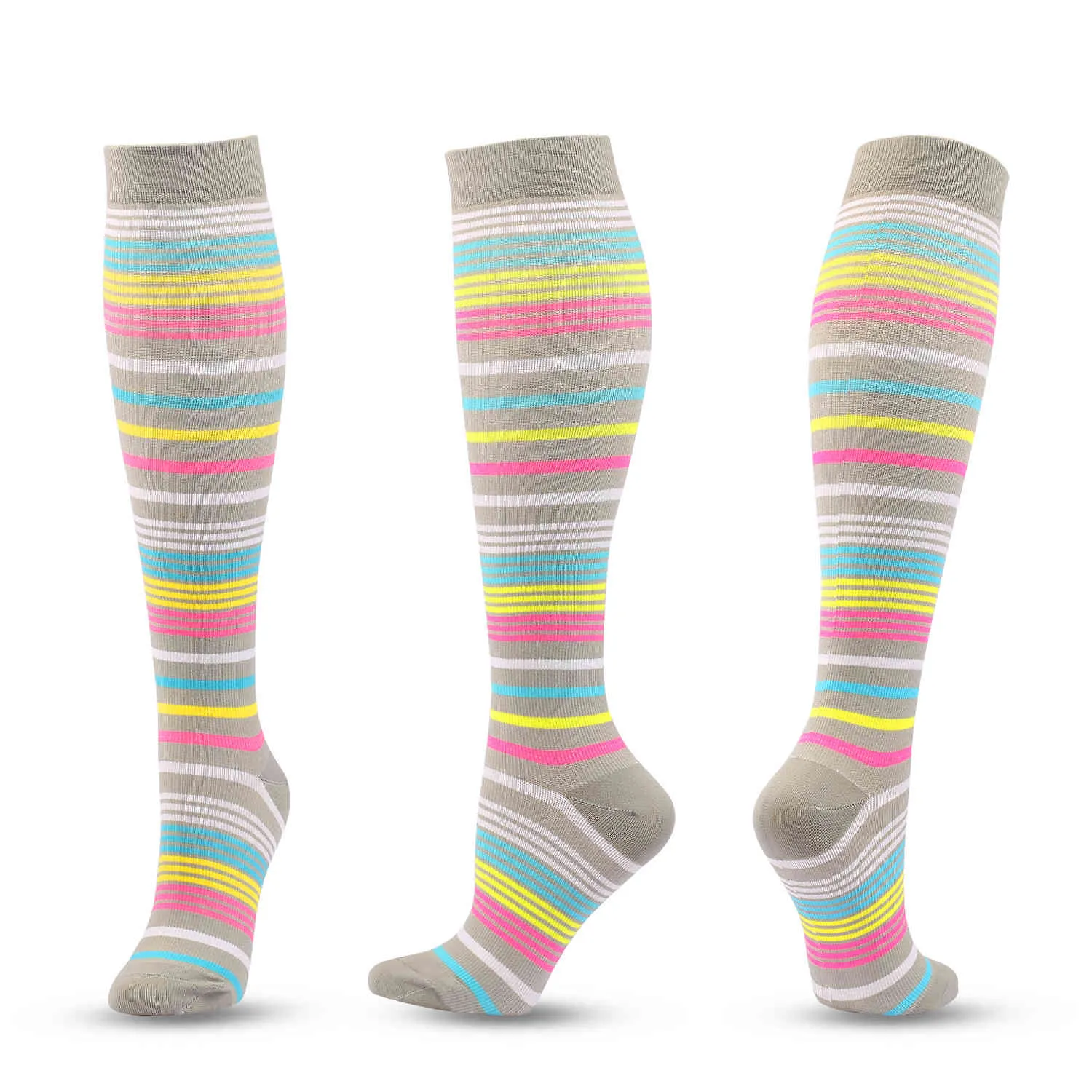 Medias de compresión calcetines de presión para hombres compresa deportes gris claro de color gris claro rayas de pingüino patrón nylon diversión SM9640840