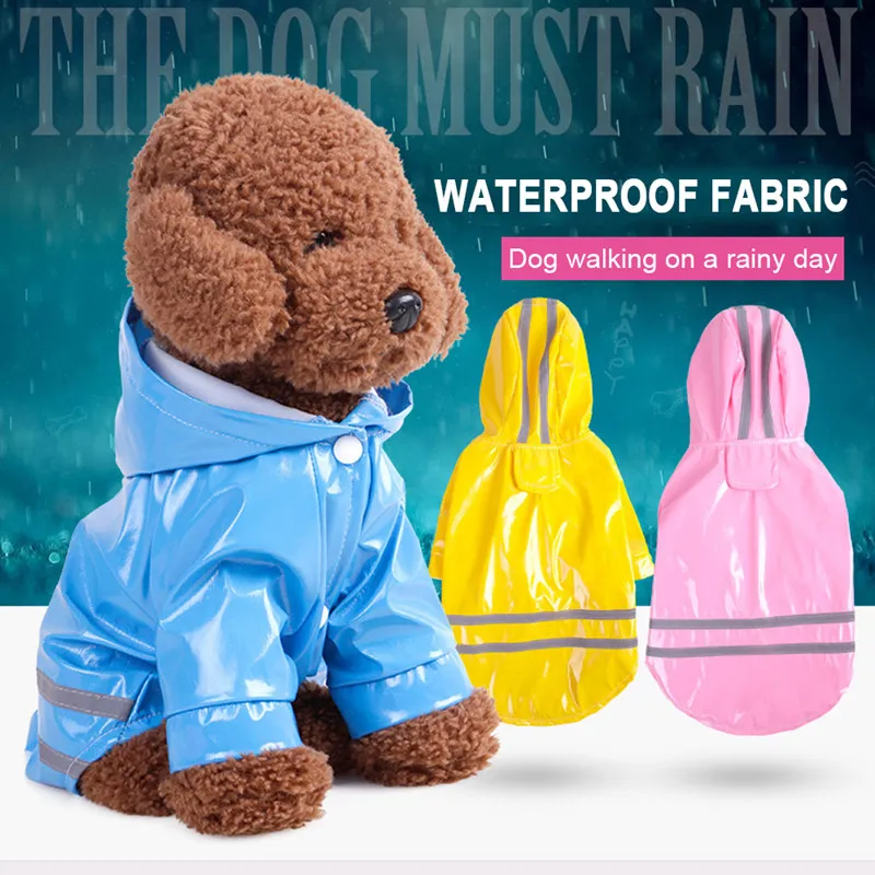 Haustier Hund Regenmantel PU Reflektierende Wasserdichte Kleidung Mit Kapuze Overall Regenbekleidung Für Kleine Mittelgroße Hunde Teddy Chihuahua