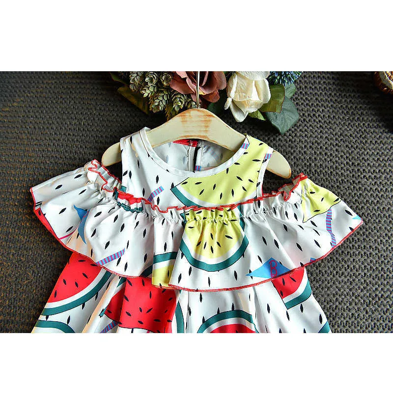 LOVE DD&MM Girls Dresses Summer Children's Clothing Cute Girl Fashion Strapless Watermelon Print Ruffled Doll Dress 210715