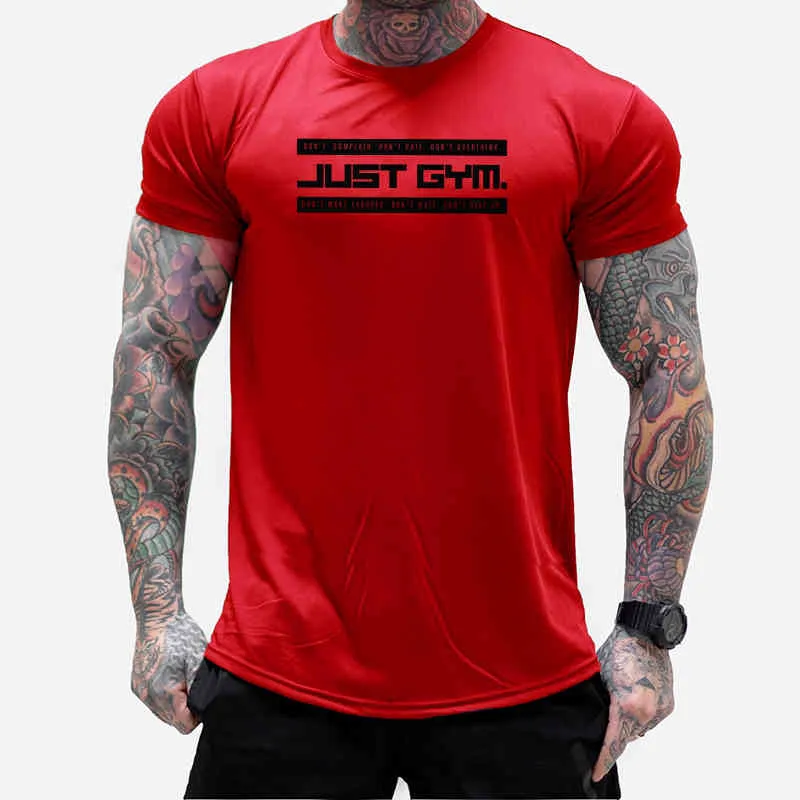 Marque Mens T-shirt Joggers Sporting Slim Tee Shirt Homme Just Gym Fitness T-shirt à manches courtes Bodybuilding Vêtements Tops d'entraînement 210421