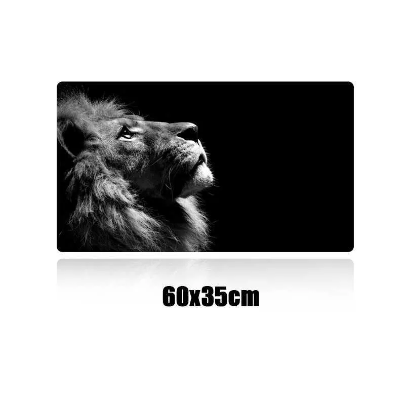 Cool Lion Black Mouse Pad Large Locking Edge Gamer Computer Desk Mat Anime Non-Scid Gaming Mousepad Notebook PC Accessories 210615262s