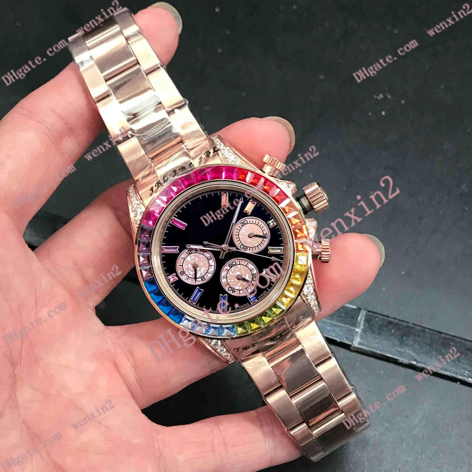 montre homme de haute qualité Diamant 40mm 2813 Montres-bracelets de sport automatiques Acier Pas de chronographe