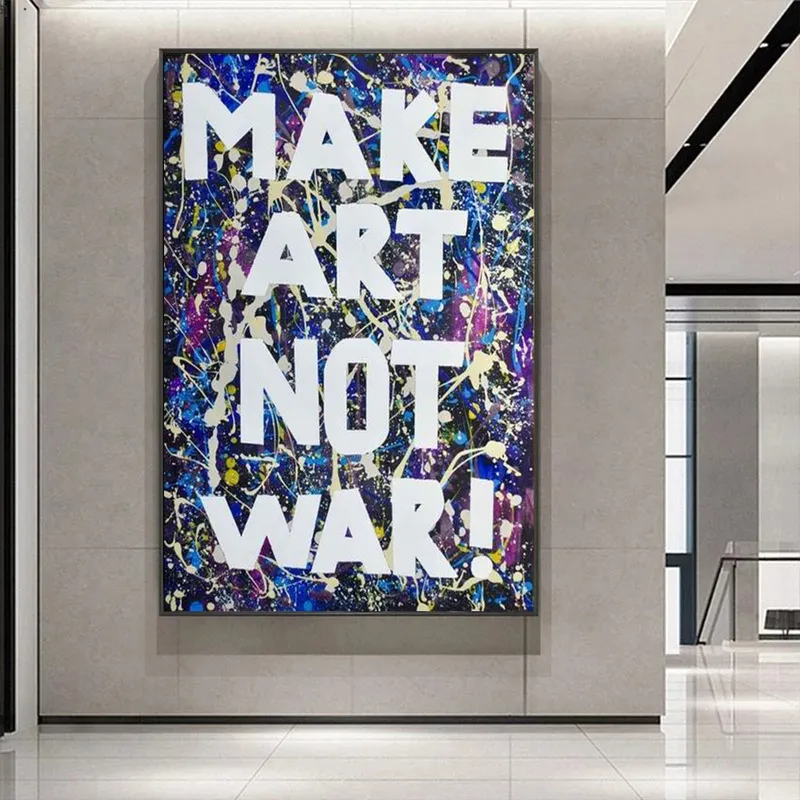 Make Art Nie Wojny Pop Art Retro Plakat Obraz olejny na płótnie Mural Mural Dekoracji salonu