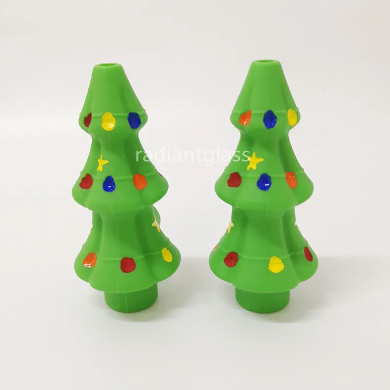 Christmas tree silicone smoke pipe food grade silica gel easy to clean cigarette dry herb tobacco burner pipes