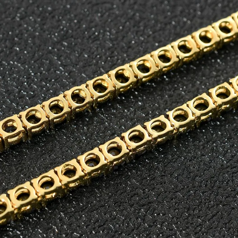 Kedjor Fashion 5mm Tennis Chain Single Row Black Zircon Par Necklace Rap Hipster Full Diamond CollarBone300B