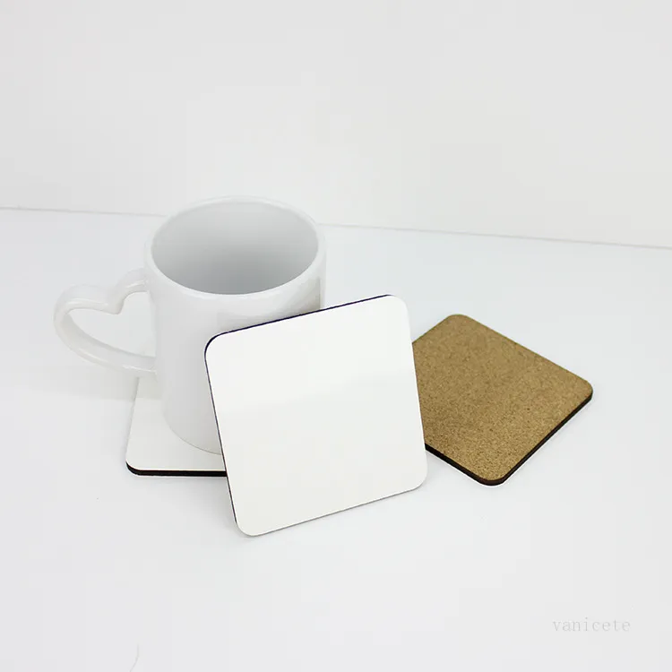 Sublimation Square Cup Mat Blank Liège Bois Isolation Thermique Coaster MDF Matériel Ménage Supply Party Favor 9.5 * 9.5 cm T2I51977