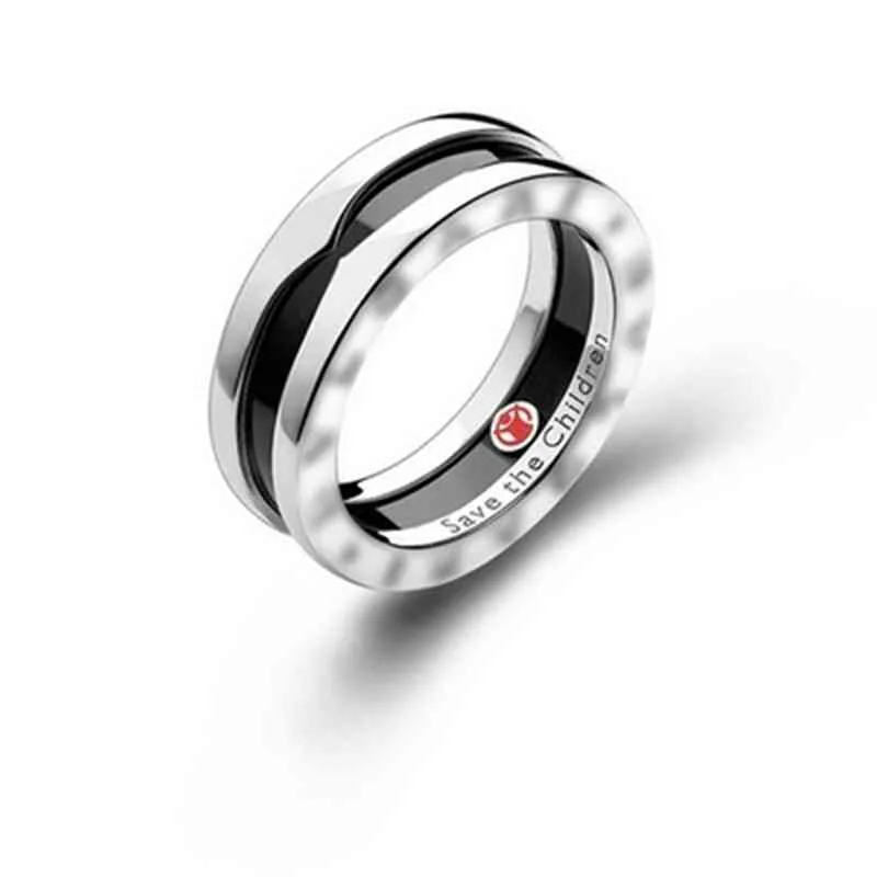 Baojia – bagues de doigt en argent 925, petit homme rouge, charité, céramique noire et blanche, or Rose 18 carats, Couple Spring227l