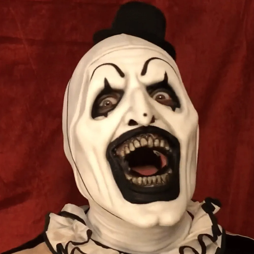 Coringa máscara de látex aterrorizante arte o palhaço cosplay máscaras horror rosto cheio capacete trajes de halloween acessório festa de carnaval adereços286i