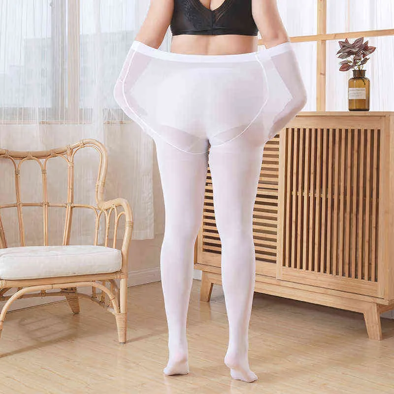 Nouveau Plus La Taille Sexy Collants Respirants Blanc Transparent Femmes Collants Printemps Automne Nylon Collants Extensible Bas Femme Y1130