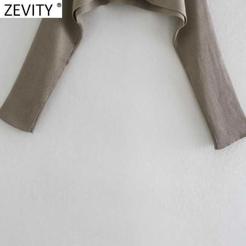 Zevity Femmes High Street Col à col roulé Solide Pull à tricoter en vrac Femme à manches longues Chic Pulls Automne Wrap Tops S484 210922