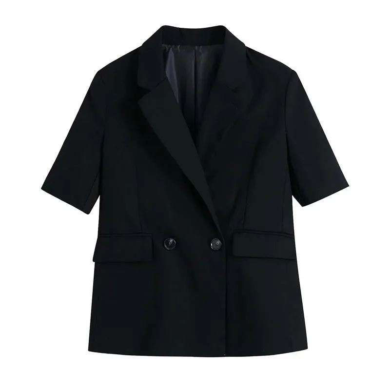 Décontracté femmes col en V Double boutonnage manteau printemps-automne mode dames série femme couleur unie costume 210515