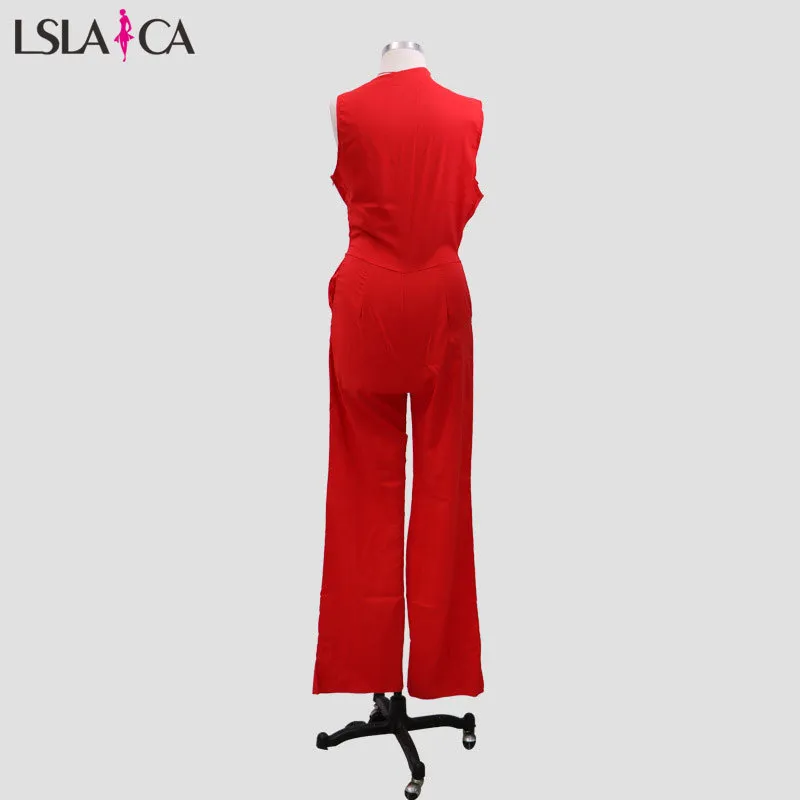 women's sale jumpsuit shoulder sleeves solid color casual temperament ladies skirt pants autumn 210515