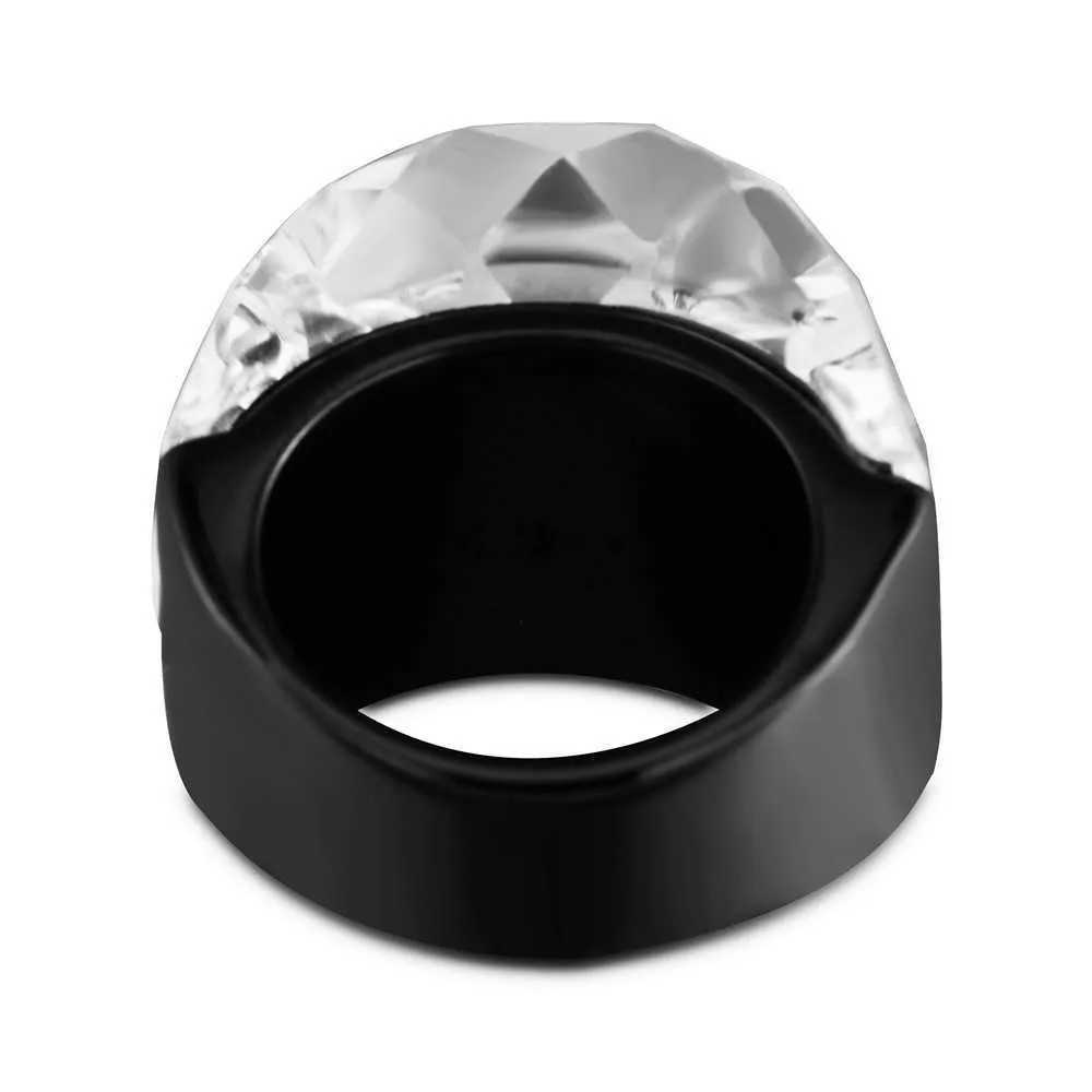 Zmzy Fashion Black Grands anneaux pour femmes Bijoux de mariage Big Crystal Stone Ring 316L Anillos en acier inoxydable 210701275T