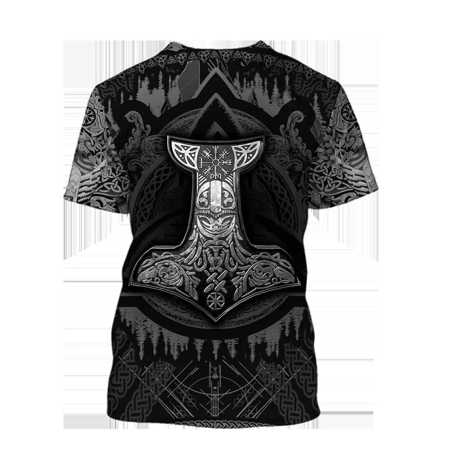 Été hommes t-shirt Viking loup et Dragon tatouage 3D imprimé Harajuku décontracté à manches courtes t-shirts unisexe hauts QDL021 210629