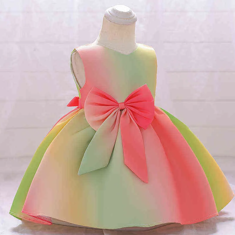 2021 verano bautismo recién nacido 1 año vestido de cumpleaños para niña vestidos de fiesta de princesa coloridos disfraces de niño 3 6 8 meses G1129