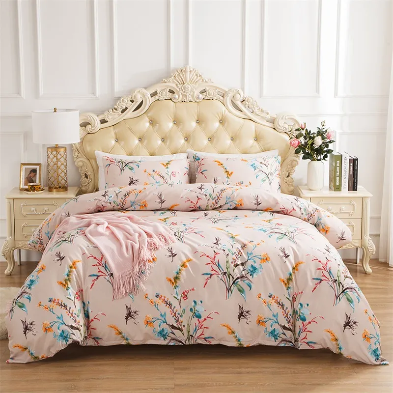 Nordic Moulting Kwiat Pościel Zestaw kołdry Pokrywa Królowa King Bedclothes Home Comforter