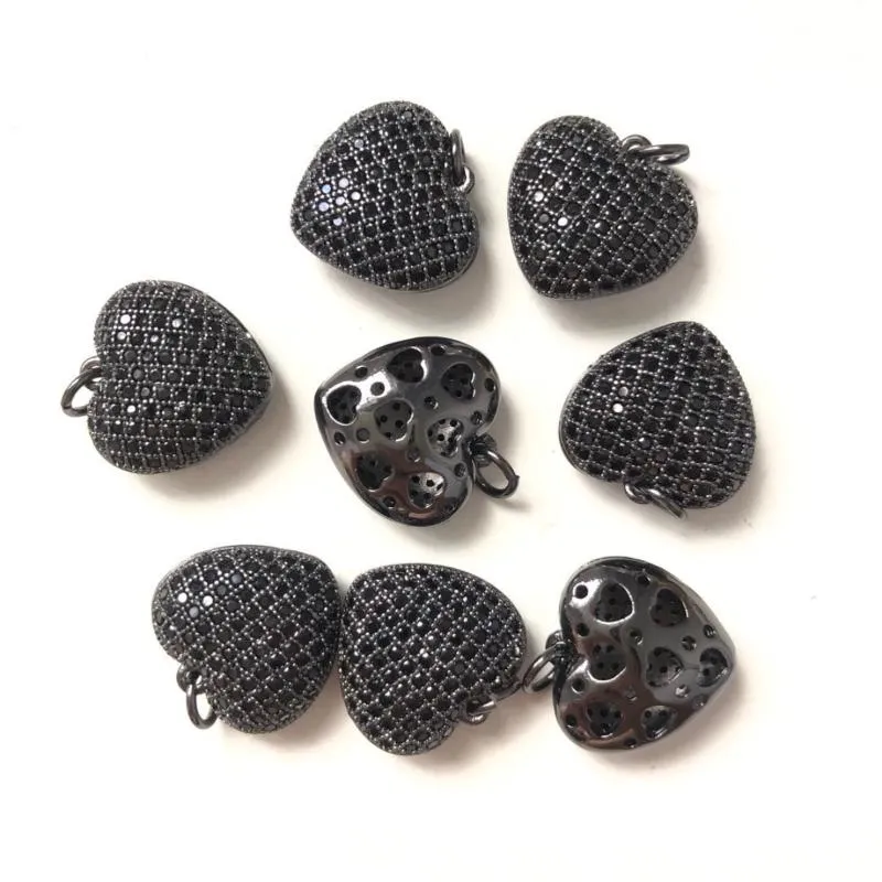 Charms 5st 3D Heart Pendant Charm för kvinnliga smycken som tillverkar kubik zirkoniumbanestillbehör armband halsband Bangle237b