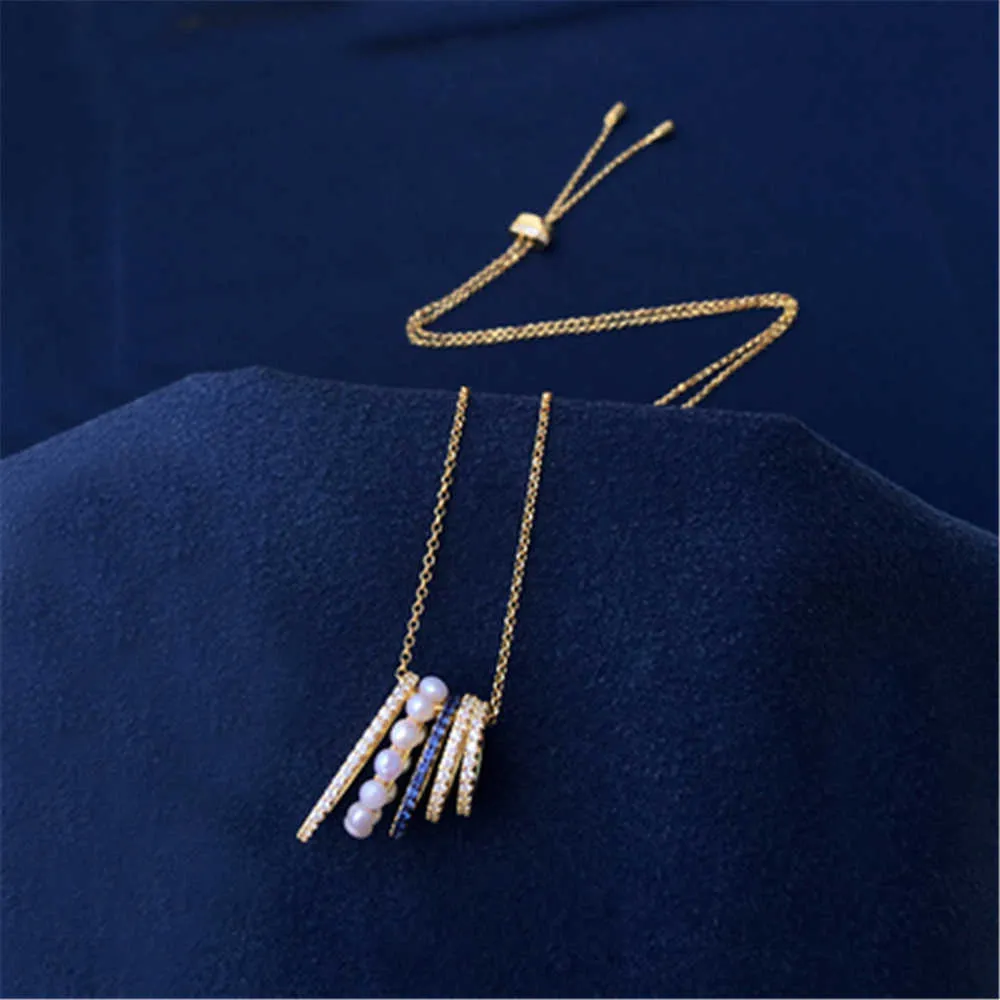 Cheny s925 argent sterling août collier de perles naturelles femme mi-longueur niveau creux chaîne de chandail