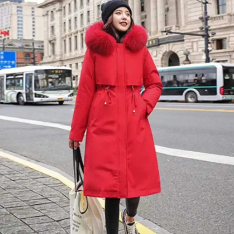 Fodera rimovibile invernale da donna Plus Size Piumino in cotone Capispalla allentato Cappotto lungo lungo da donna 211018