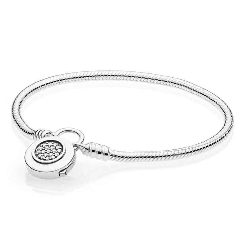 Moments Lås ditt Promise Regal Heart Signature Padlock Armband Fit Fashion 925 Sterling Silver Bangle Bead Charm Diy Jewelry271a