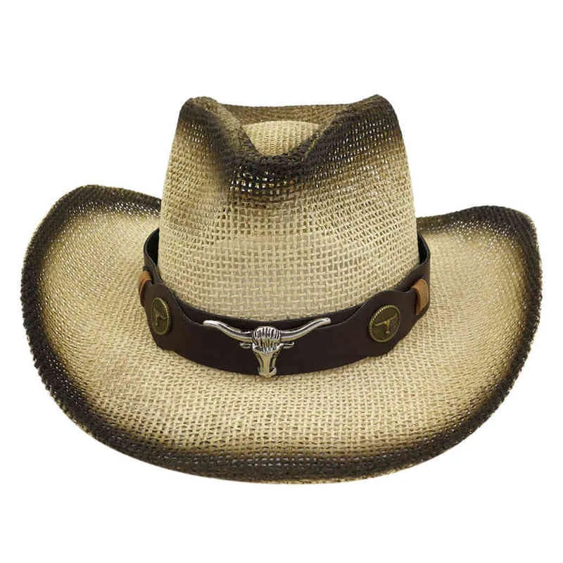 Cowboy Button Men Women Sun Hats Retro Western Riding Leather Mankind Chapeau Belt Wide Fashion Simple Large Brim Unisex Cap Hat G220301