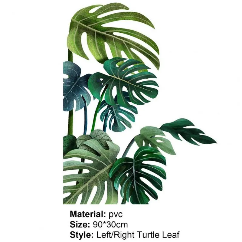 Väggklistermärken 2st självhäftande blad klistermärke pvc tropisk växt bakgrund nordisk stil konst heminredning hel2759