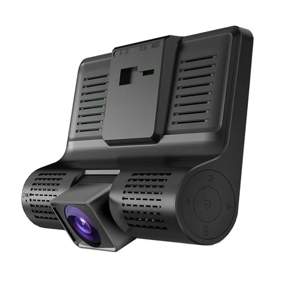 HD 나이트 자동차 DVR 대시 캠 4.0 인치 비디오 레코더 자동 3 렌즈가있는 후면보기 카메라 등록자 Dashcam DVRS