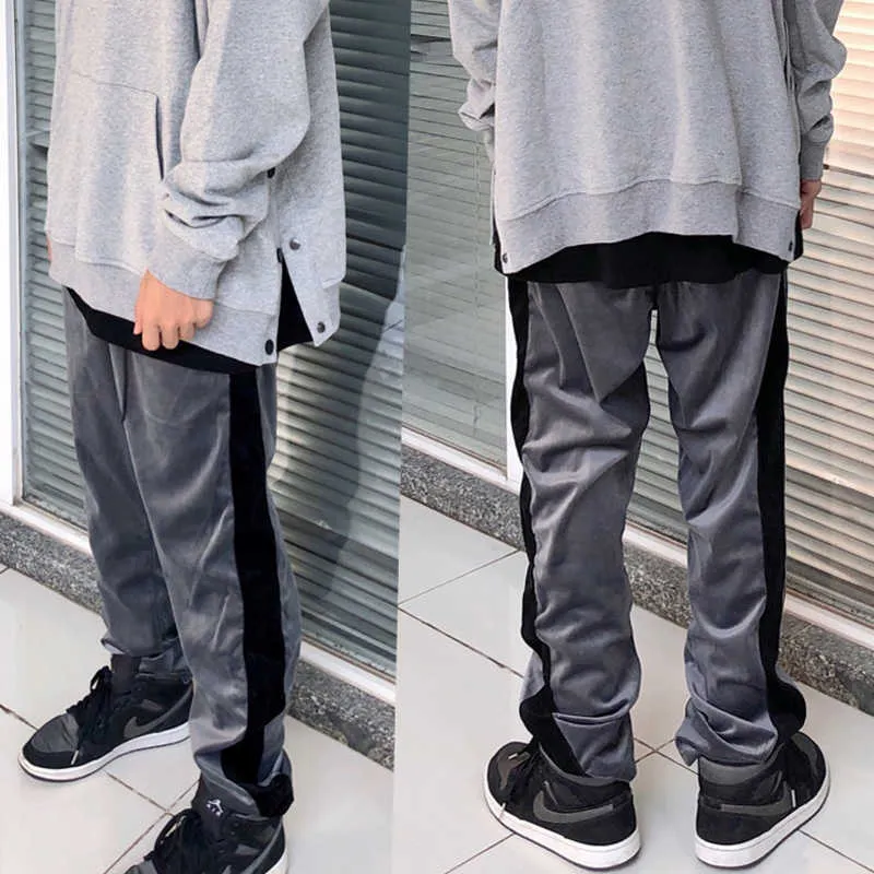Spodnie dresowe welurowe dla mężczyzn High-End zamszowe joggers Hip Hop Streetwear Velvet Sweat Pant Loose Casual Kostka Zipper Design C0607
