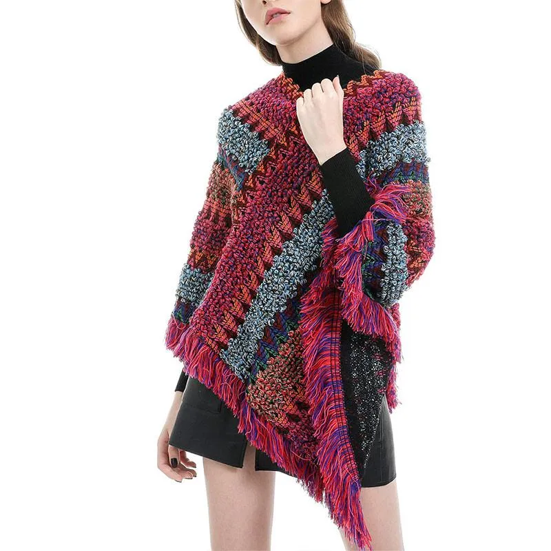 Szaliki boho frędzlone poncho cape szale obejmują damski płaszcz eleganckie topy na wiosenną zimę jesień tc21239f