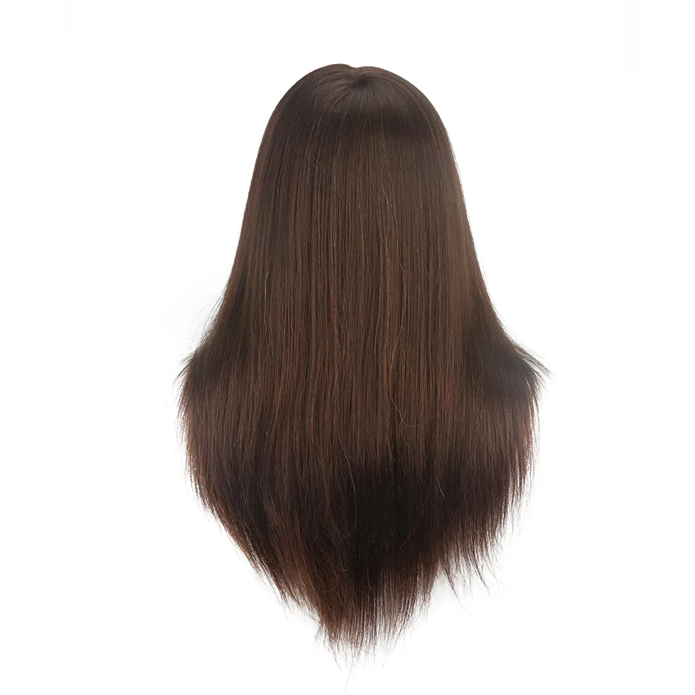 18 -calowy brązowy 100 prawdziwy trening włosów ludzkich włosów fryzjer manekina głowica lalka głowa długie włosy hairstyle Ćwicz Piękno1462141