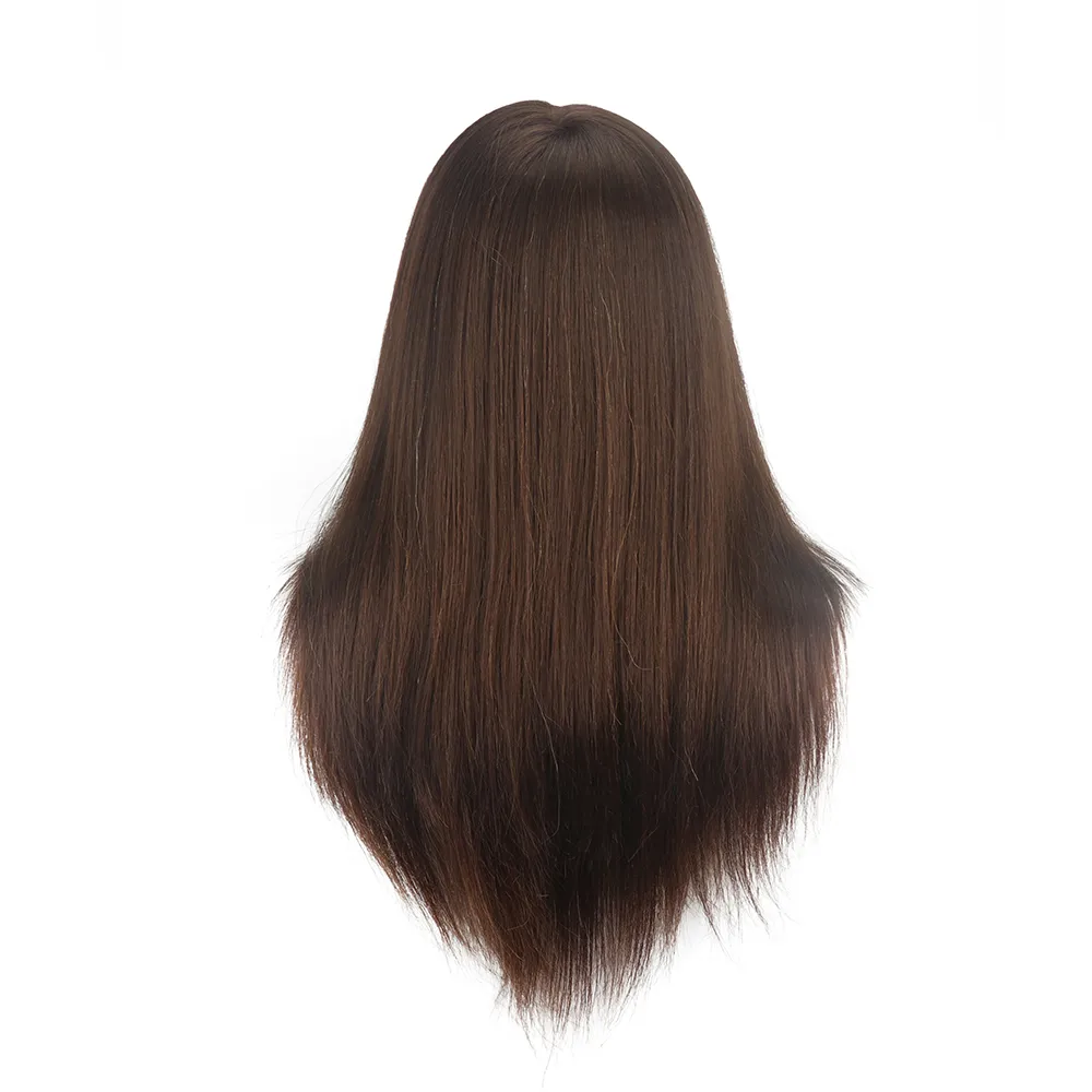 Cabeça de manequim para treinamento de cabelo humano, 18 polegadas, marrom, 100 real, cabeça de boneca, cabelo longo, penteado, prática, beleza 1427991