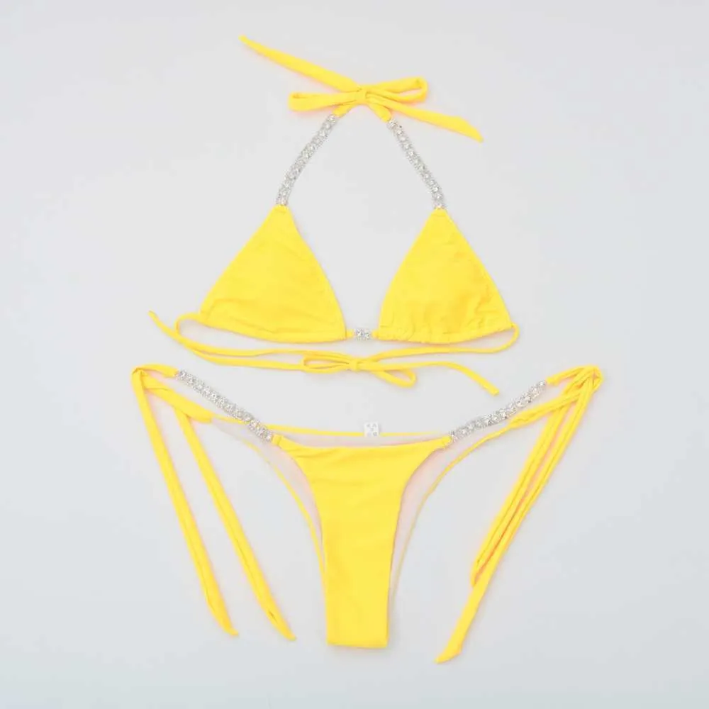 Crystal Diamond Bikini Set Maillot de bain sexy pour femmes Maillot de bain Push Up Maillots de bain Maillots de bain brésiliens Summer Beach Wear 210630