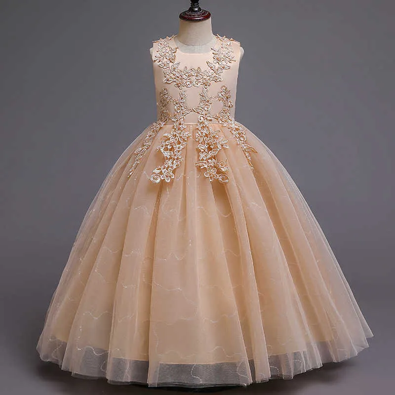 Fille Robe De Soirée De Mariage Europe Et Les États-Unis Fête D'anniversaire Haut De Gamme Longue Robe De Princesse De Performance De Bal Enfants Vêtements Q0716