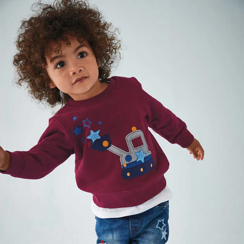 Jumping Metrów Chłopcy Swetry Aplikacja Postaci z kreskówek Ubrania Baby 100% Bawełniane Bluzy do Jesień Winters Topy 210529