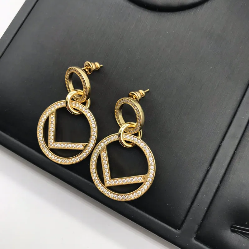 Designer gioielli orecchini a cerchio moda lusso lettera F classico le donne moda orecchino diamante clip-on vite borchie D218263HL