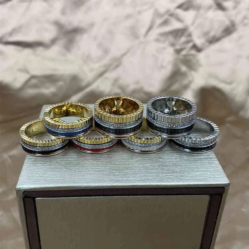 925 Sterling Silber Goldplated Gear Keramik rotierender Ring Männer und Frauen Mode Persönlichkeit Luxusbrand Party Geschenk Schmuck 8561247