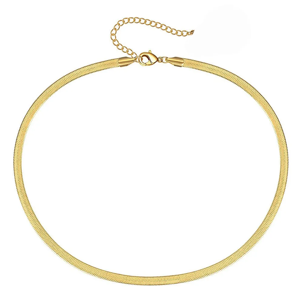 Blade Chain Gold Color Choker Necklace For Women Simple Clavicle Snake Chain Minimalist Jewelry Collar Chocker Collier Femme Y0420