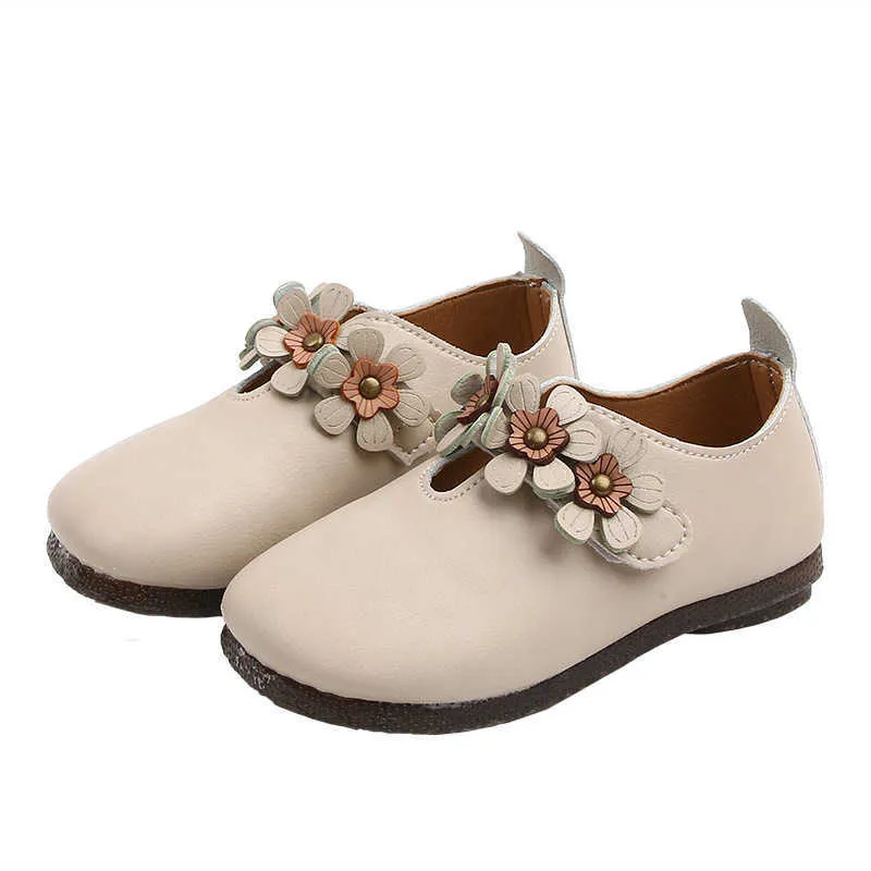 الربيع والخريف الفتيات أحذية طفل الزهور الأميرة عدم الانزلاق الجلود هوك حلقة مع القوس الاطفال X0703