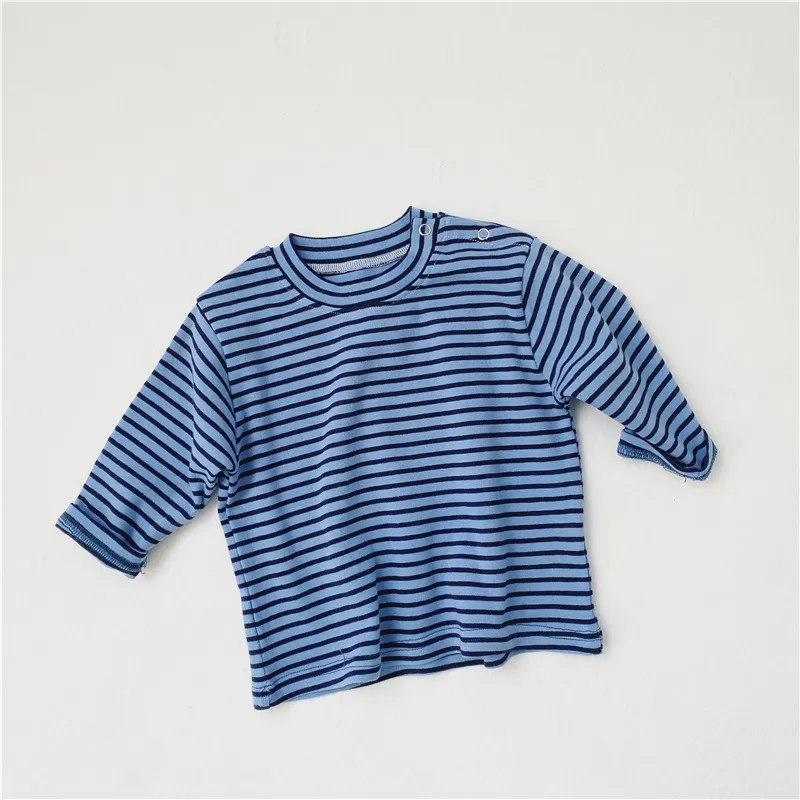 Koreanska stil Baby Boys Girls Striped Set Bomull Casual Långärmad T-shirt och Bodysuit Brother Syster Kläder 210508