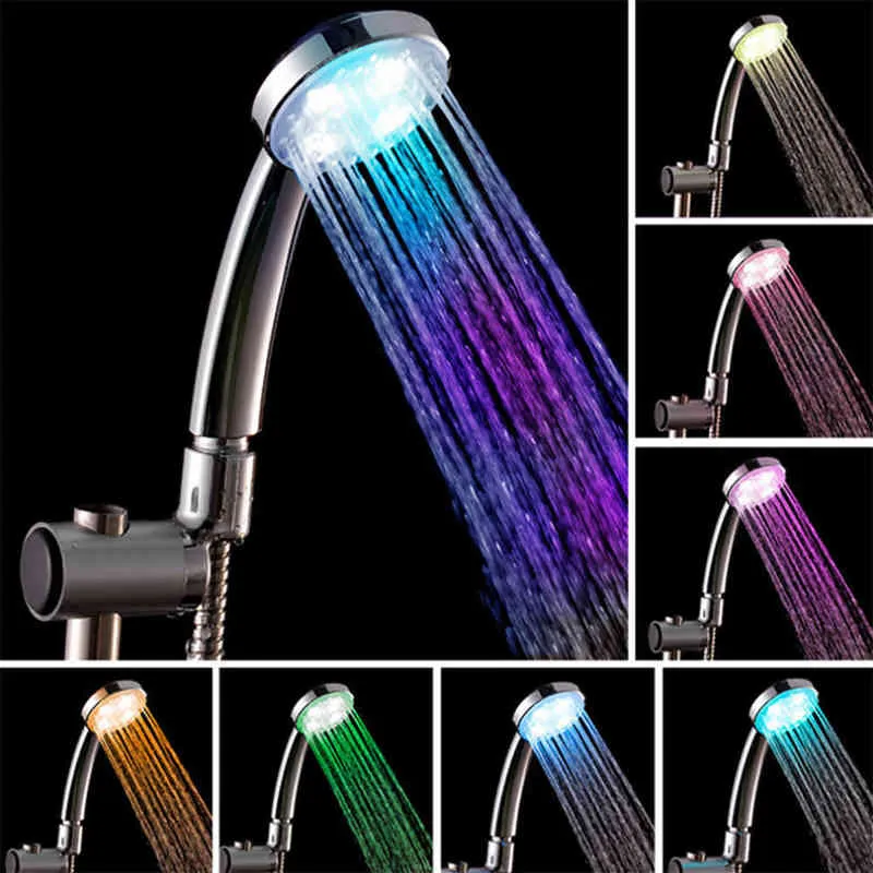 7 kleuren LED-lichtdouche zonder batterij Automatische gloeiende kleur veranderende douchekop voor romantische automatische badkamerdecoratie H1209