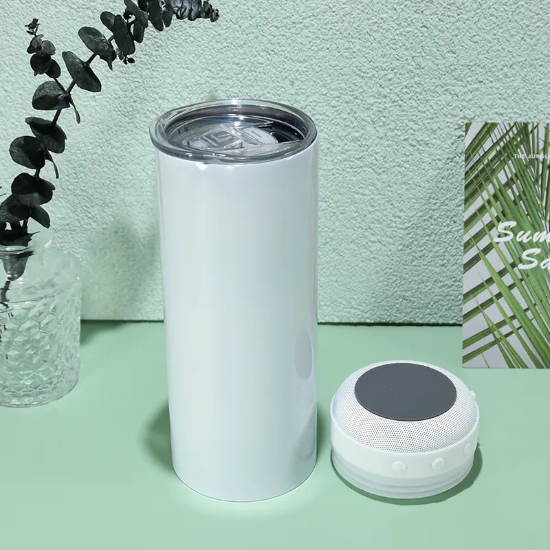 Armazém dos eua 20oz sublimação bluetooth tumbler alto-falante reto tumblers 5 cores áudio copo de música de aço inoxidável criativo doubl304s